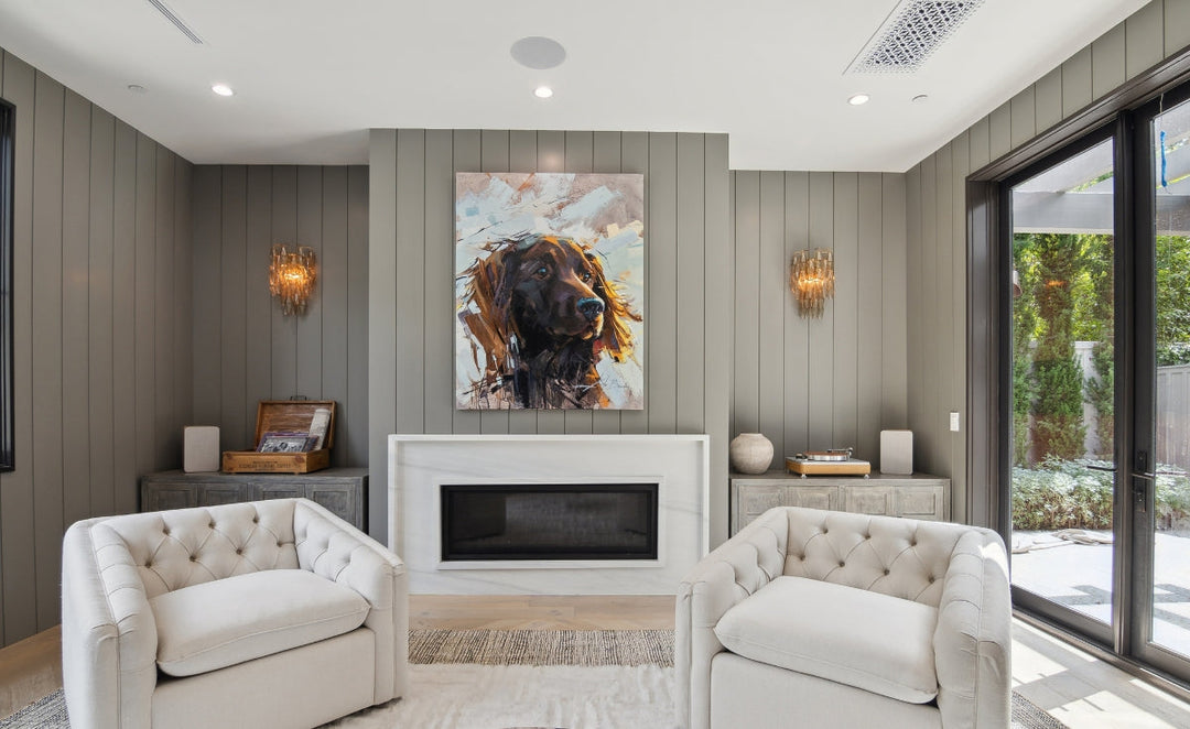 Cozy living room with decorative vent covers in the white ceiling.