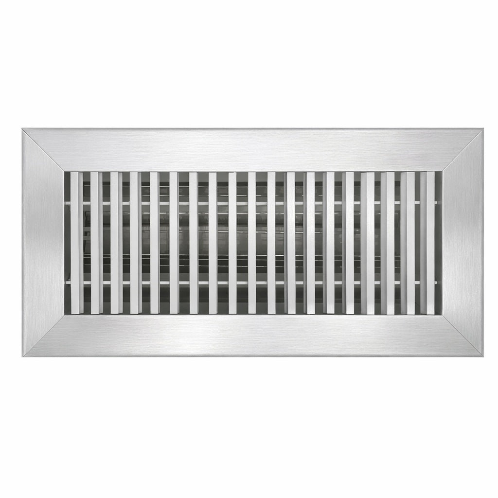 Aluminum Vertical Bar Floor Register Vent Cover Dayus Register and Grille, Inc. - VCU 3 x 8 (Overall 4.6875 High x 9.6875 Long) Silver