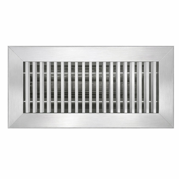 Aluminum Vertical Bar Floor Register Vent Cover Dayus Register and Grille, Inc. - VCU 3 x 8 (Overall 4.6875 High x 9.6875 Long) Silver