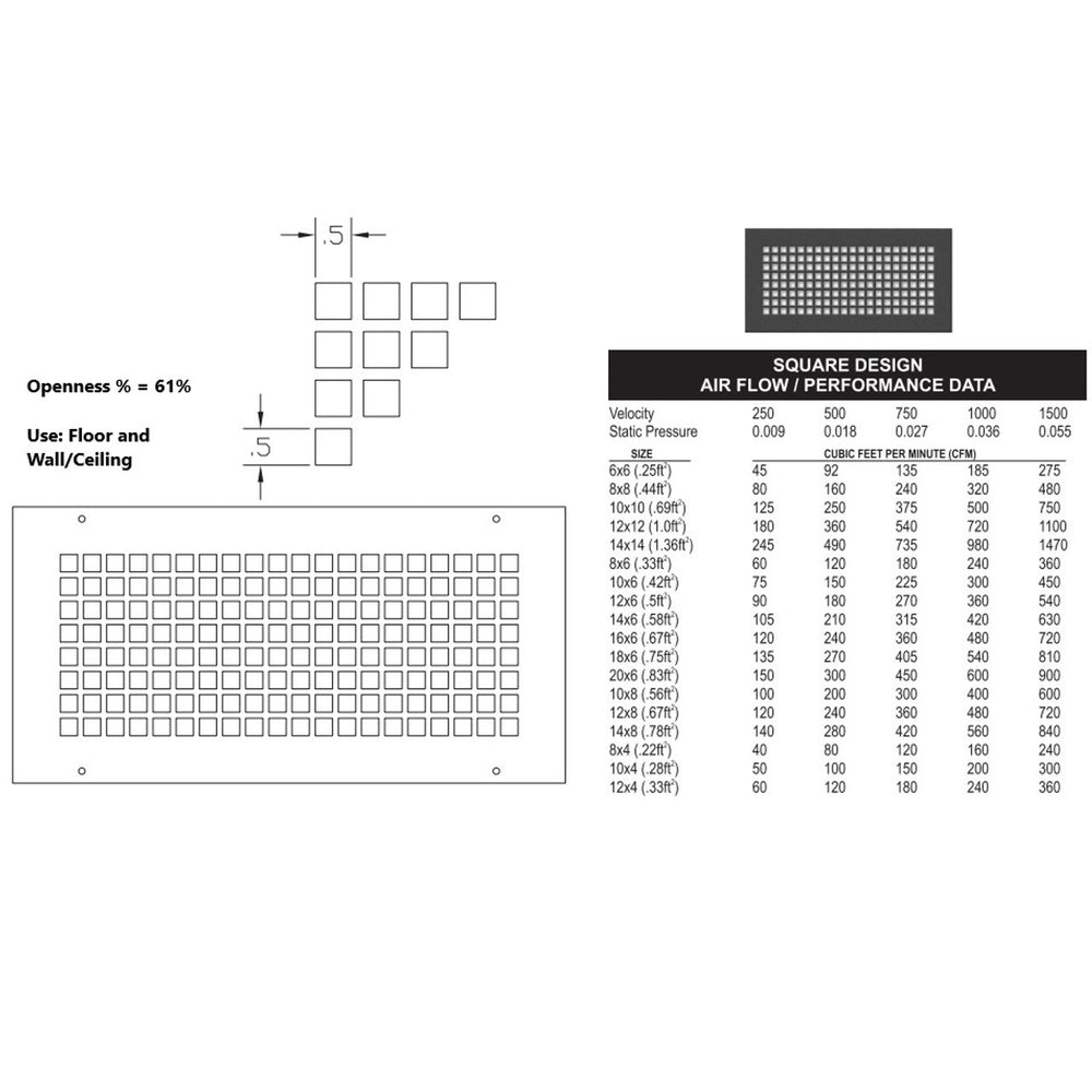 Silver Series Steel Designs Square Registers and Returns Vent Cover Steel Crest Corporation - VCU