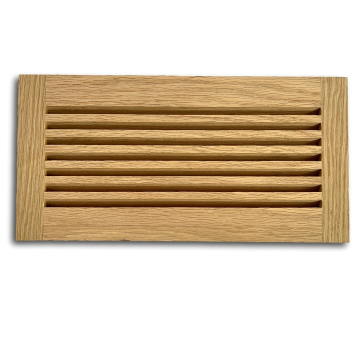Wood Designs One Way Directional Flush Mount Slab Vent Cover Flush No Frame Vent Cover Grillworks, Inc - VCU 2.5 x 10 (Overall 4.5 x 12) Red Oak Floor (with vertical crossbar)
