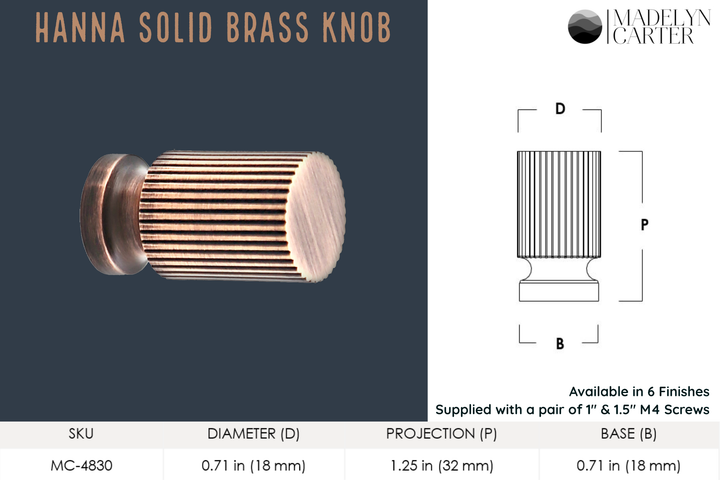 Hanna Solid Brass Button Knob Cabinet Hardware Kay Hardware - VCU