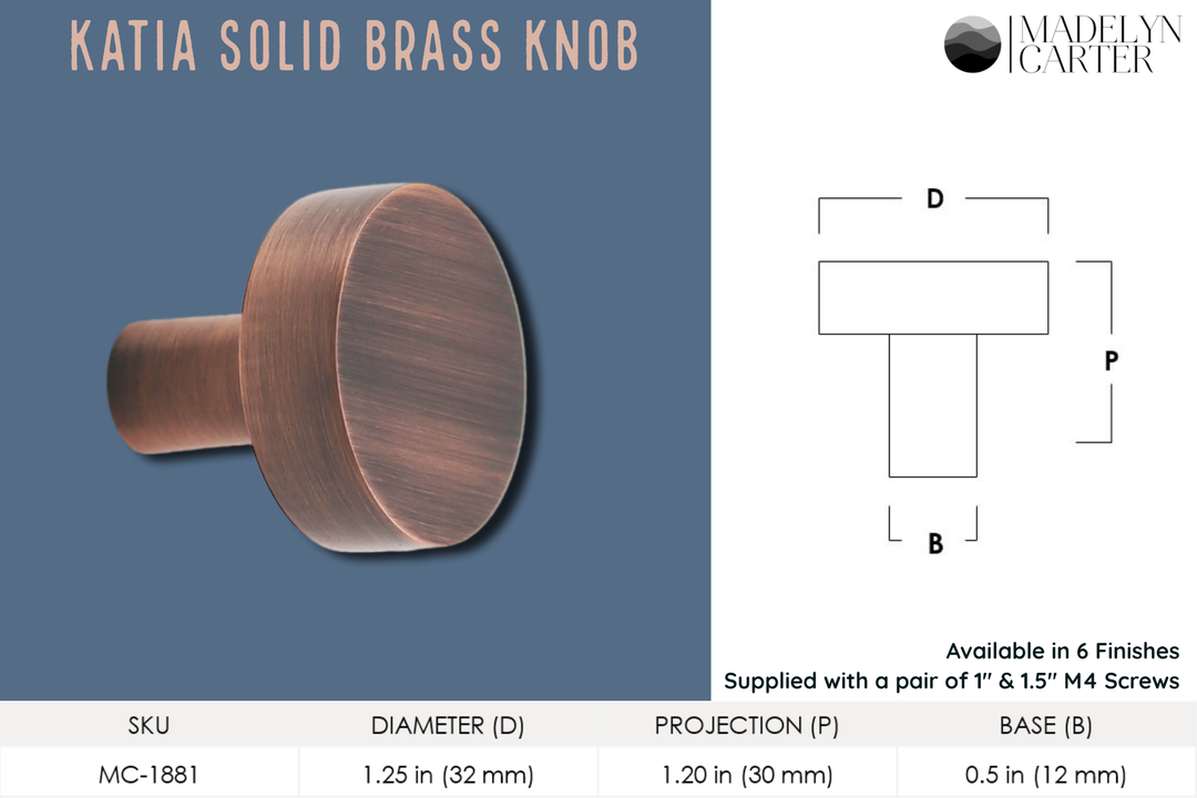 Katia Solid Brass Cabinet Knob Cabinet Hardware Kay Hardware - VCU