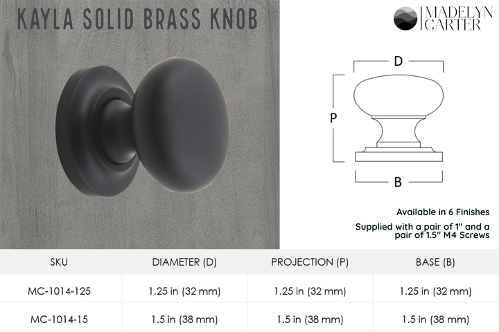 Kayla Solid Brass Round Knob Cabinet Hardware Kay Hardware - VCU