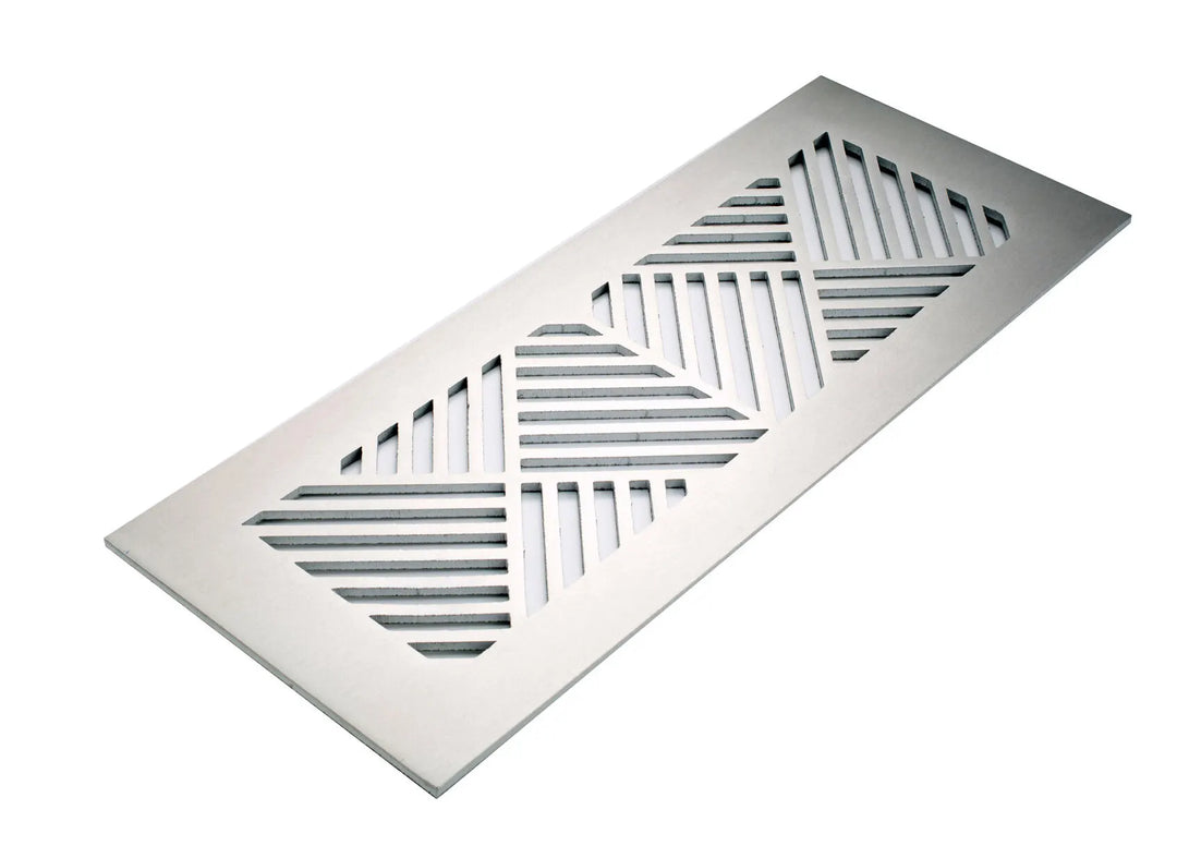 Chevron Design Vent Covers - Made to Order Vent Cover Reggio Register Company, LLC - VCU 2.25 x 10 (Overall 3.5 x 12) 3/16" Aluminum Satin Nickel