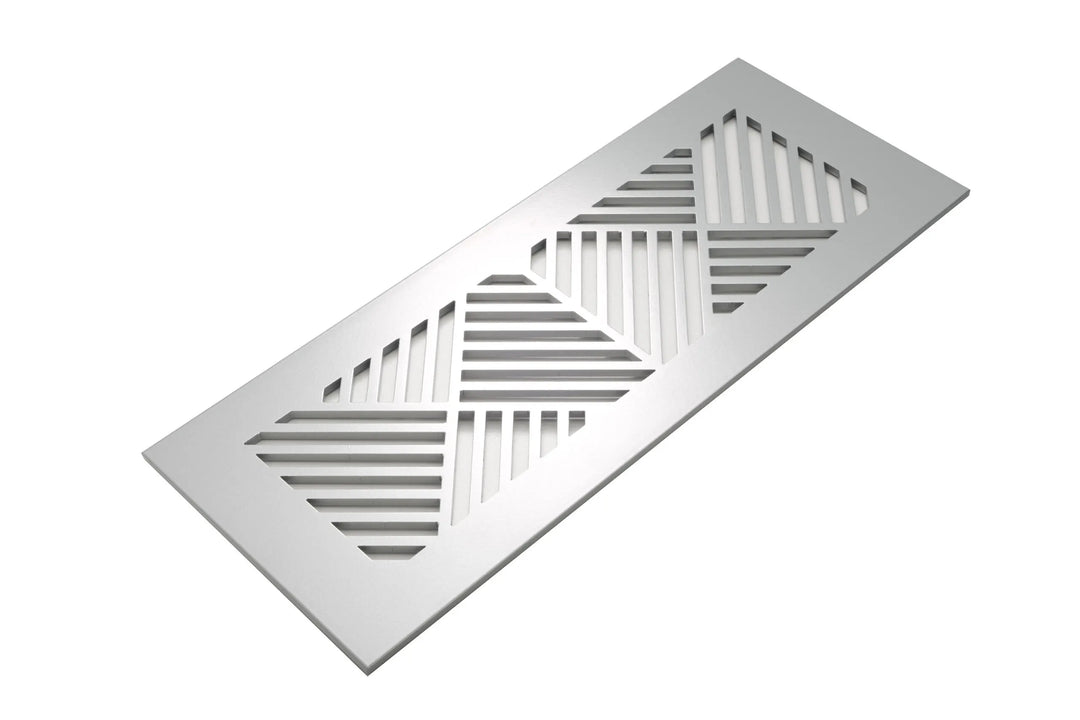 Chevron Design Vent Covers - Made to Order Vent Cover Reggio Register Company, LLC - VCU 2.25 x 10 (Overall 3.5 x 12) 3/16" Aluminum Silver