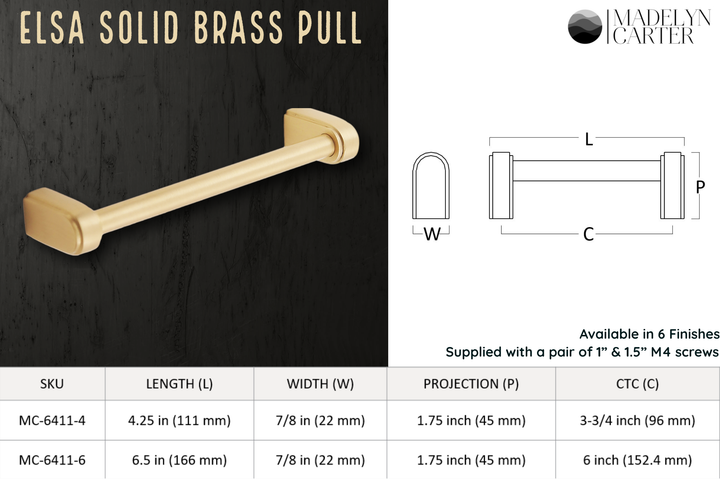 Elsa Solid Brass Drawer Pull Cabinet Hardware Kay Hardware - VCU
