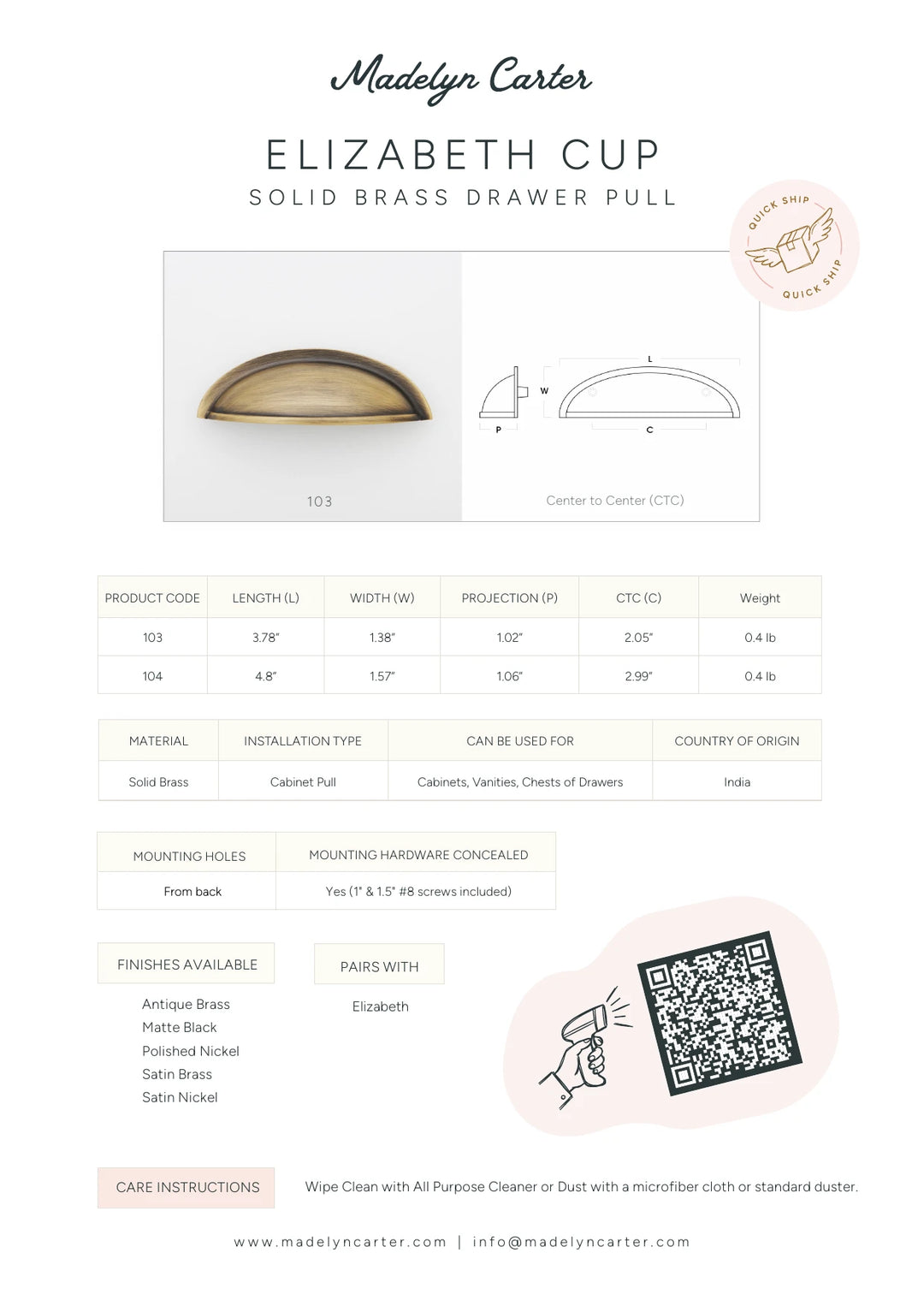 Elizabeth Solid Brass Cup Pull Cabinet Hardware Kay Hardware - VCU