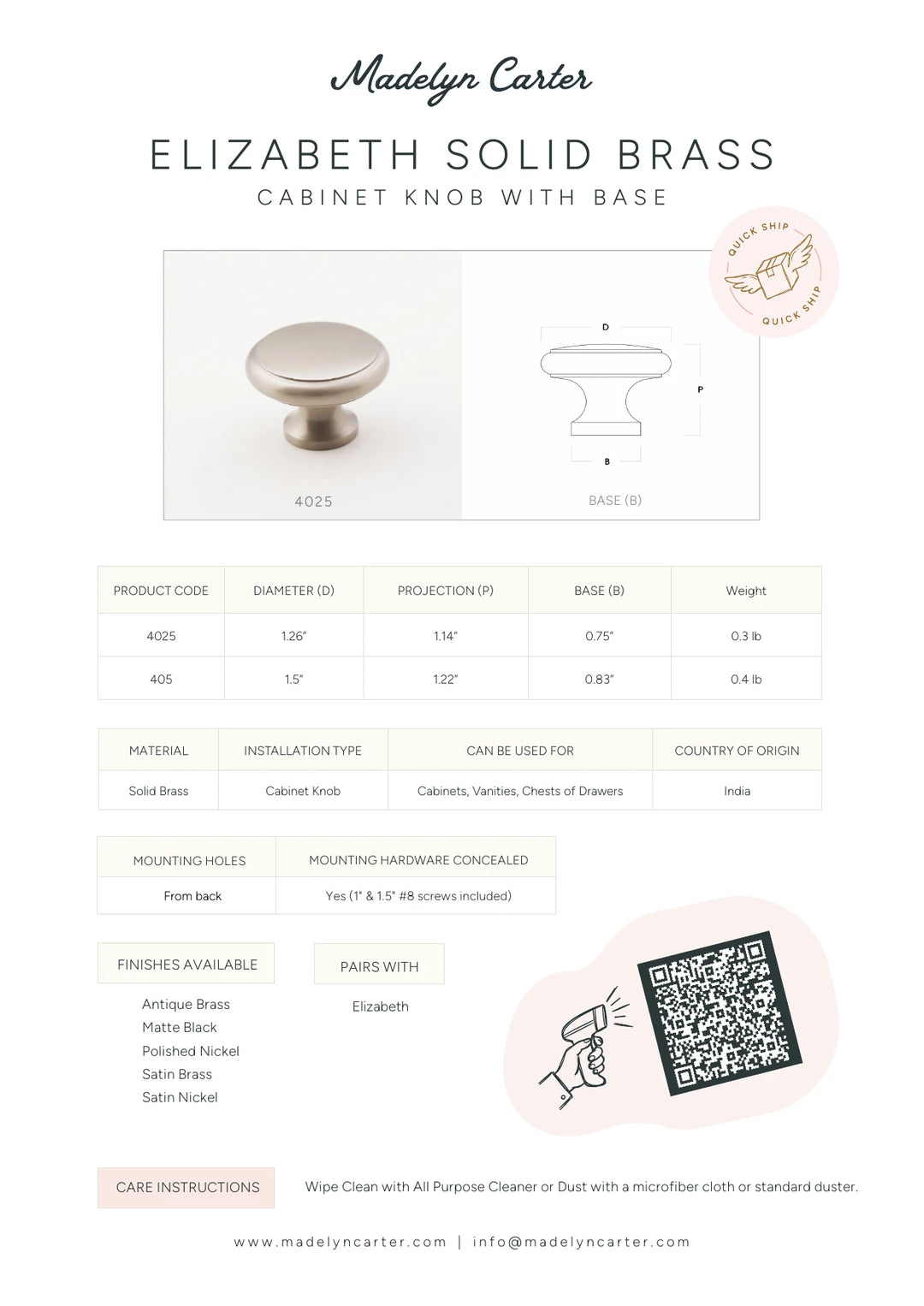Elizabeth Solid Brass Cabinet Knob with Base Cabinet Hardware Kay Hardware - VCU