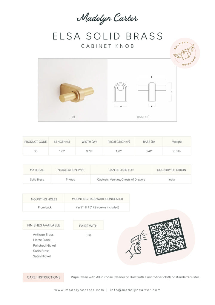 Elsa Solid Brass Finger Pull Cabinet Hardware Kay Hardware - VCU
