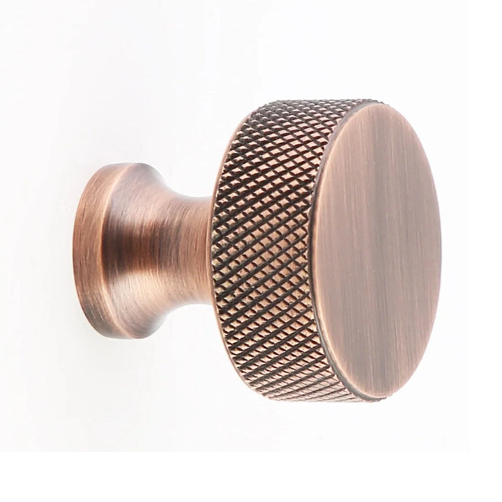 Grayson Knurled Solid Brass Cabinet Knob Cabinet Hardware Kay Hardware - VCU Antique Copper