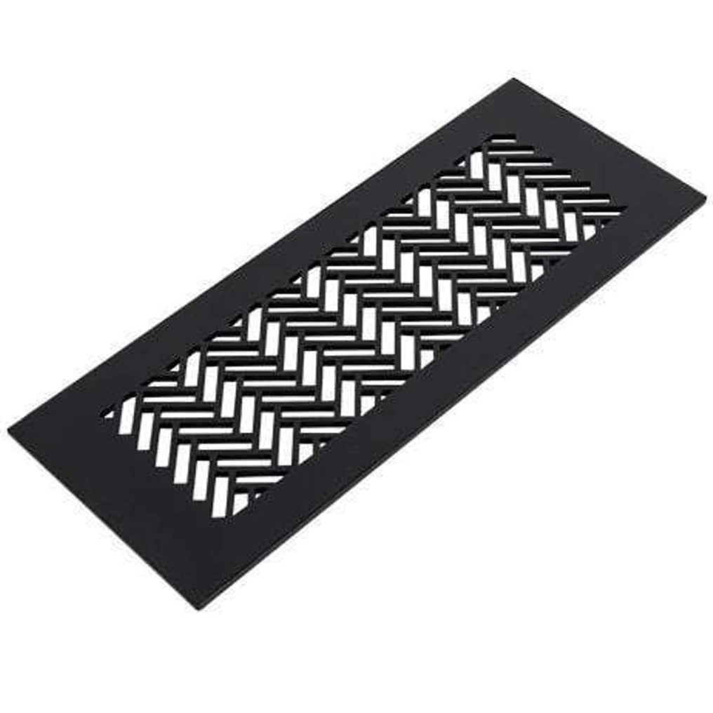 Classic Herringbone Design Vent Covers - Made to Order Vent Cover Reggio Register Company, LLC - VCU 2.25 x 10 (Overall 3.5 x 12) 3/16" Aluminum Black