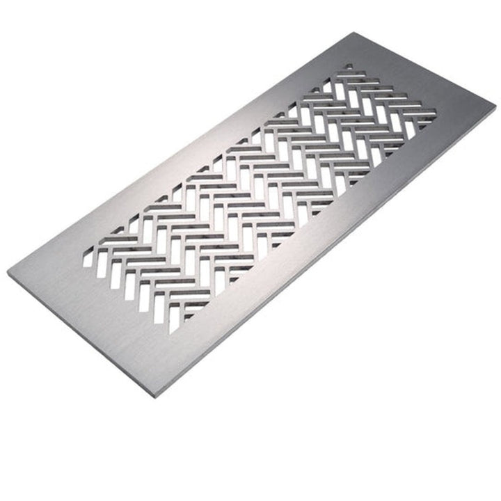 Classic Herringbone Design Vent Covers - Made to Order Vent Cover Reggio Register Company, LLC - VCU 2.25 x 10 (Overall 3.5 x 12) 3/16" Aluminum Satin Nickel