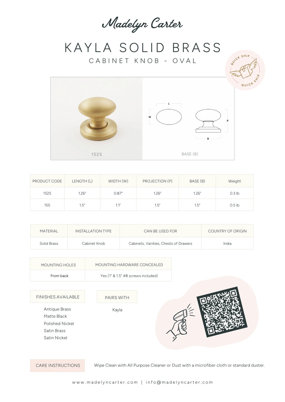 Kayla Solid Brass Egg Knob Cabinet Hardware Kay Hardware - VCU