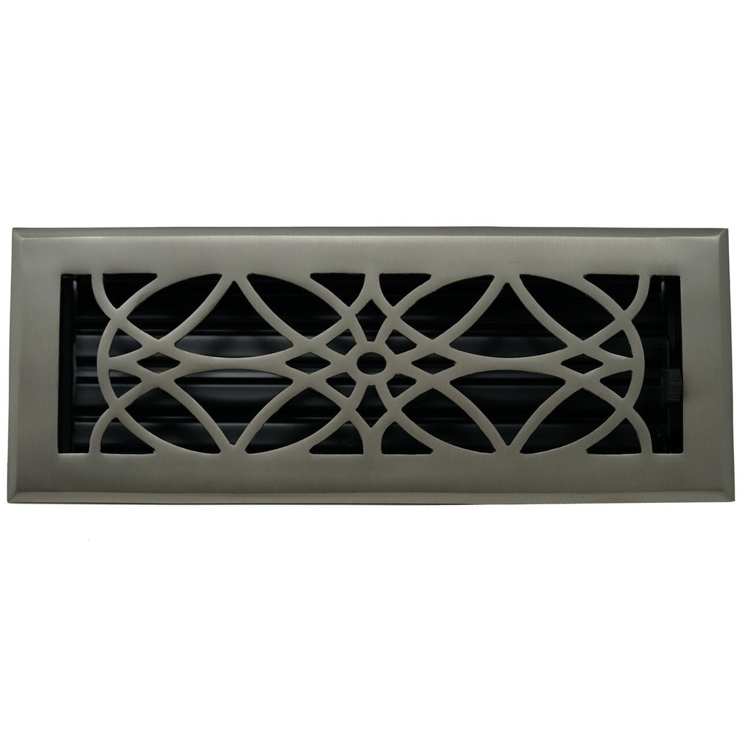 Madelyn Carter Cast Brass Empire Floor and Wall Vent Covers Vent Cover Kay Hardware - VCU 2 x 10 (Overall: 3.75 x 11.5) Brushed Nickel