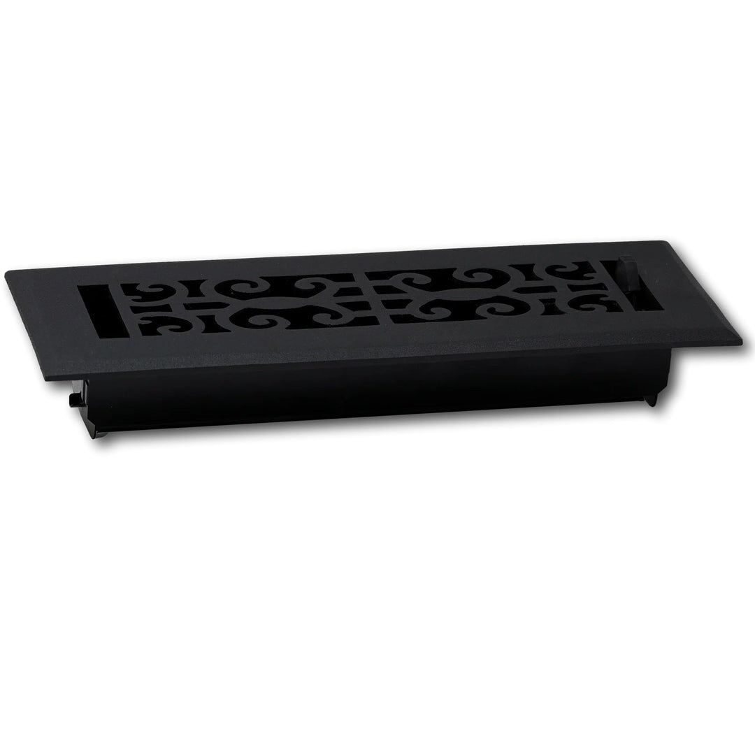 Madelyn Carter Cast Aluminum Baroque Floor and Wall Vent Covers Vent Cover Kay Hardware - VCU 2 x 10 (3.75 x 11.5 Face) Black