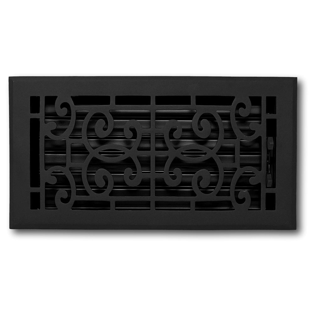Madelyn Carter Cast Aluminum Baroque Floor and Wall Vent Covers Vent Cover Kay Hardware - VCU 6 x 10 (7.25 x 11.5 Face) Black
