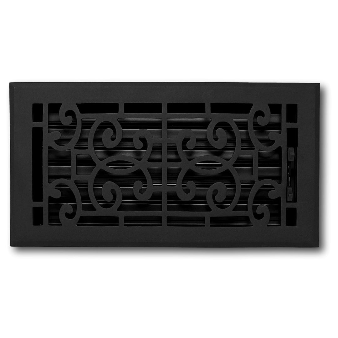 Madelyn Carter Cast Aluminum Baroque Floor and Wall Vent Covers Vent Cover Kay Hardware - VCU 6 x 10 (7.25 x 11.5 Face) Black