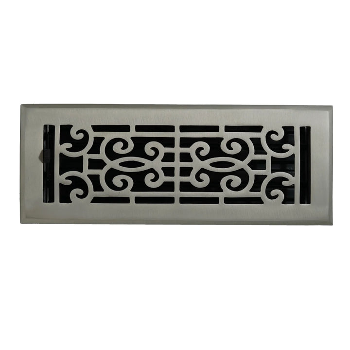 Madelyn Carter Cast Brass Baroque Floor and Wall Vent Covers Vent Cover Kay Hardware - VCU 2 x 10 (Overall: 3.75 x 11.5) Brushed Nickel