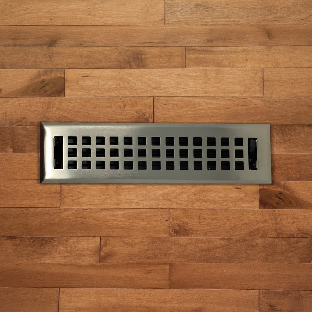 Madelyn Carter Artisan Steel Wall and Floor Vent Covers Vent Cover Kay Hardware - VCU 2 x 10 (Overall: 3.625 x 11.375) Brushed Nickel