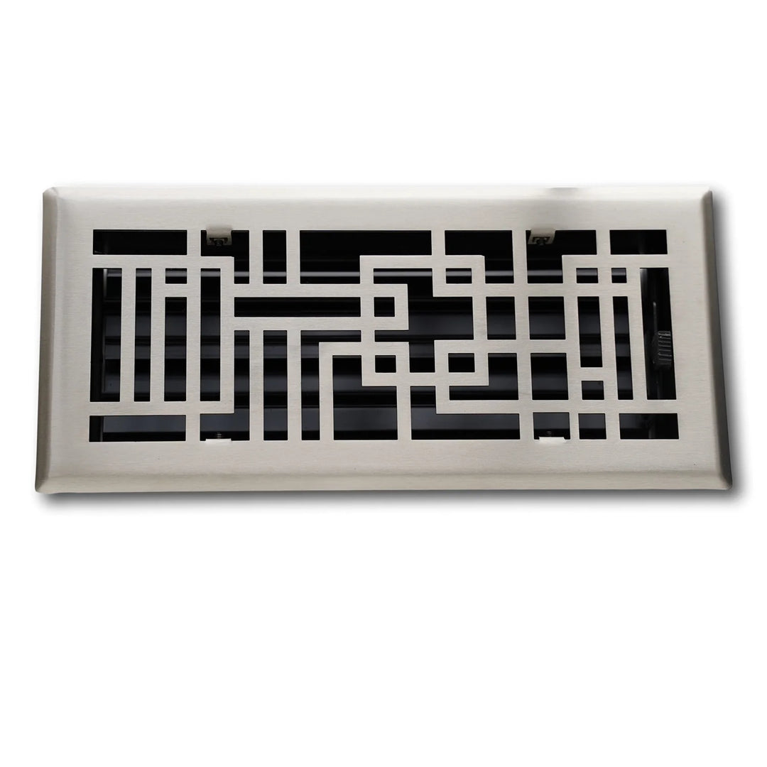 Capitman - Art Deco Steel Vent Covers Vent Cover Kay Hardware - VCU 2 x 10 (Overall: 3.625 x 11.375) Brushed Nickel
