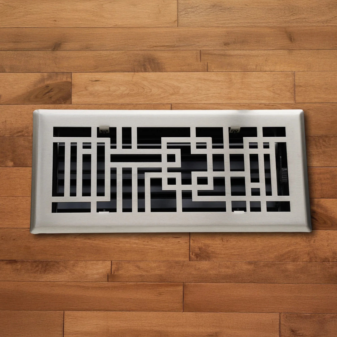 Capitman - Art Deco Steel Vent Covers Vent Cover Kay Hardware - VCU 2 x 12 (Overall: 3.625 x 13.375) Brushed Nickel