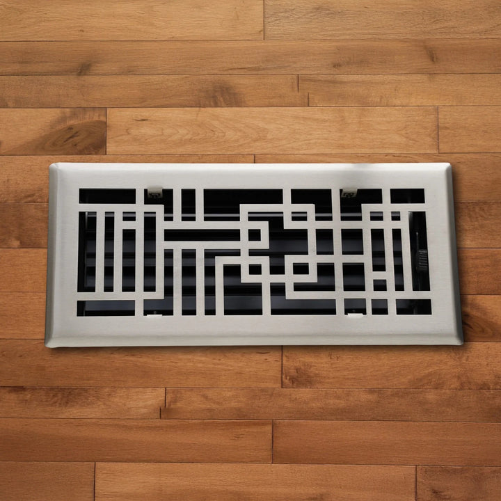 Capitman - Art Deco Steel Vent Covers Vent Cover Kay Hardware - VCU 2 x 12 (Overall: 3.625 x 13.375) Brushed Nickel
