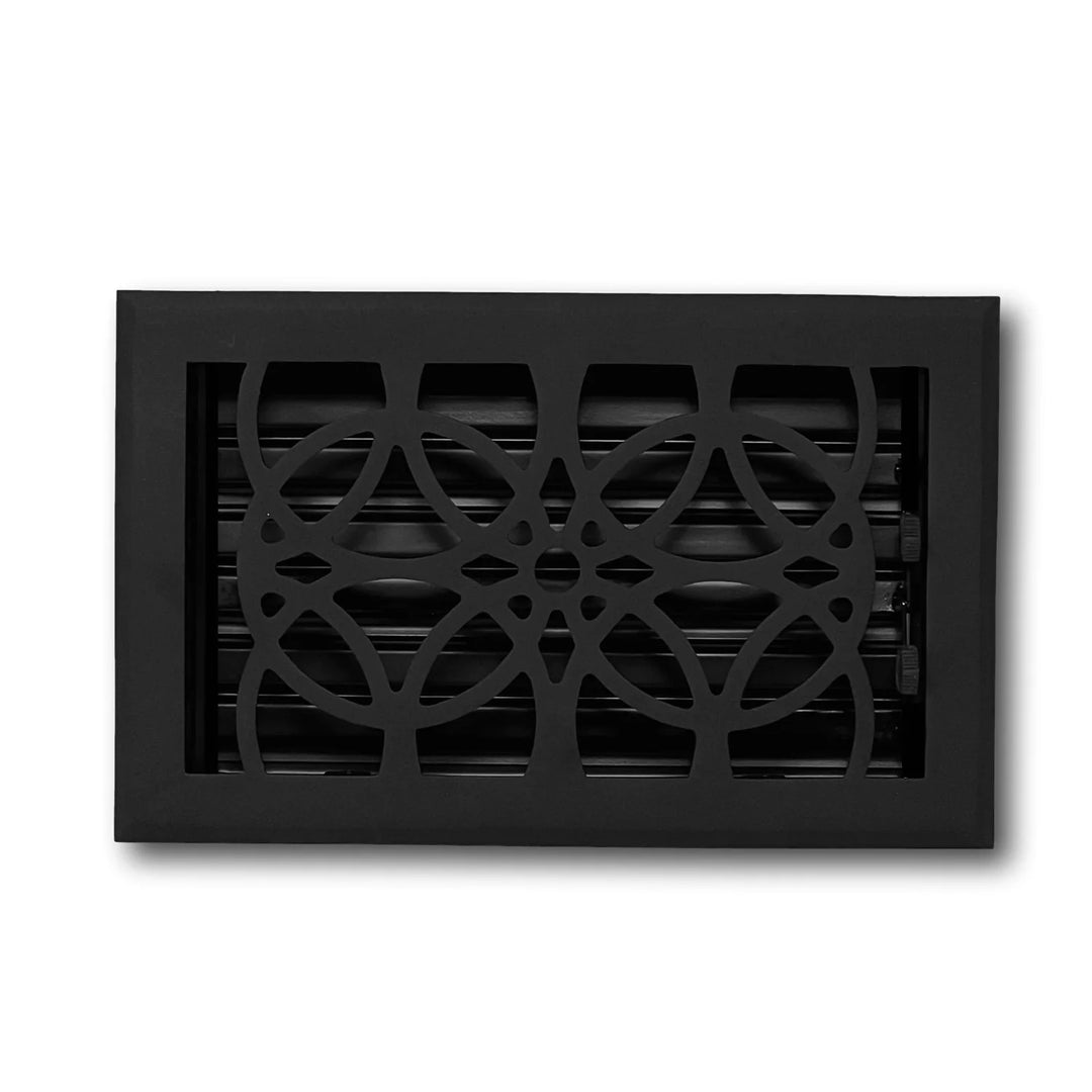 Madelyn Carter Cast Aluminum Empire Floor and Wall Vent Covers Vent Cover Kay Hardware - VCU 2 x 10 (Overall 3.75 x 11.5) Black
