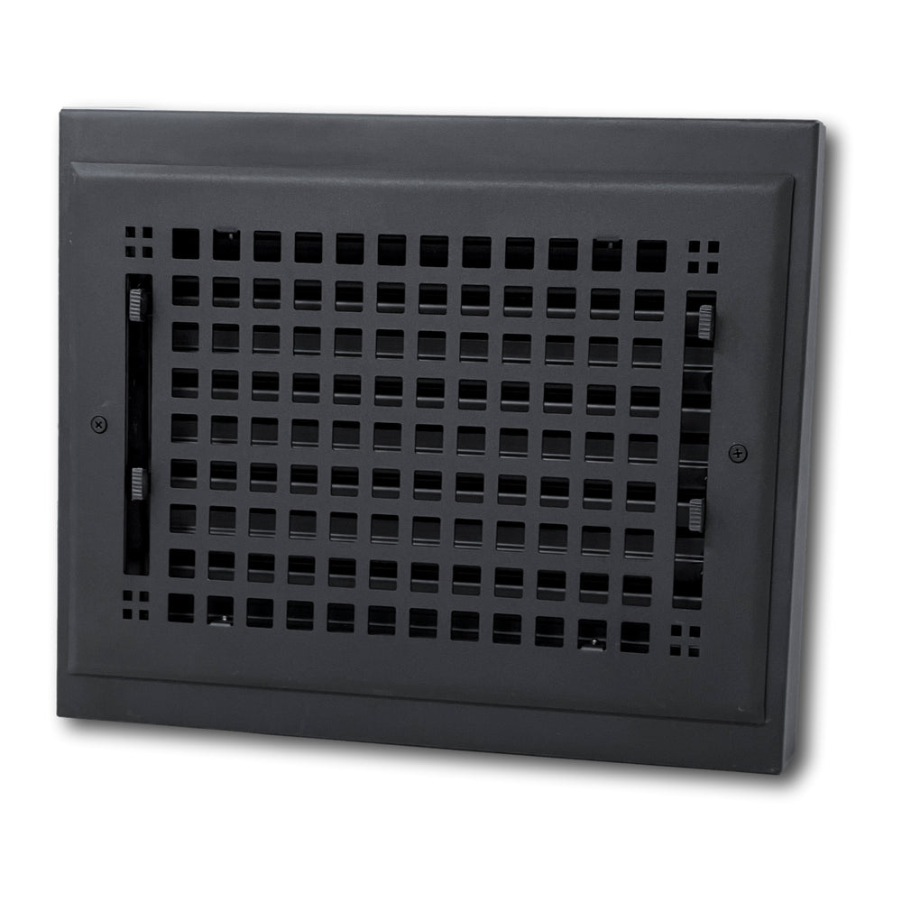 Madelyn Carter Artisan Vintage Baseboard Register Gravity Register Kay Hardware - VCU Duct size 10x8 (13x12 Overall) Black