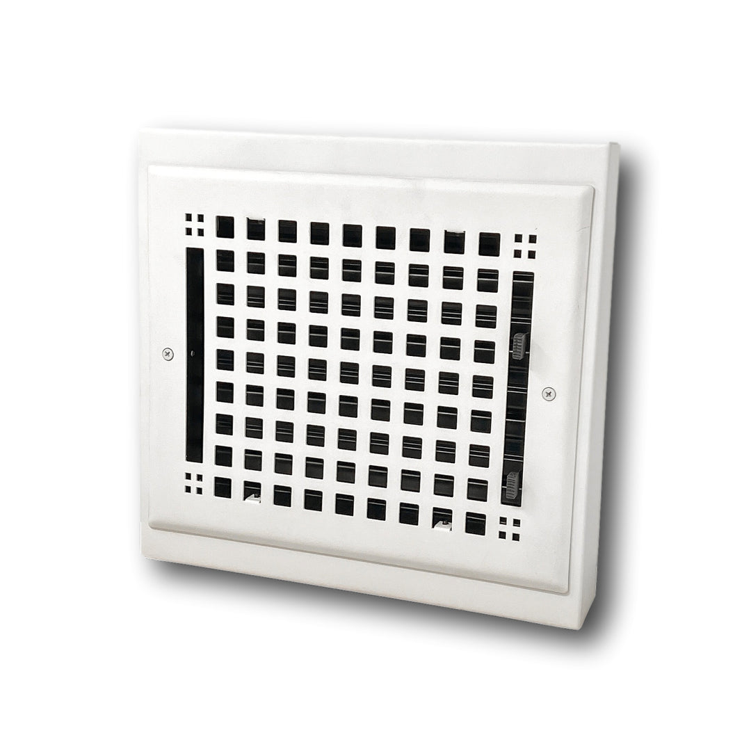 Madelyn Carter Artisan Vintage Baseboard Register Gravity Register Kay Hardware - VCU Duct size 10x8 (13x12 Overall) White