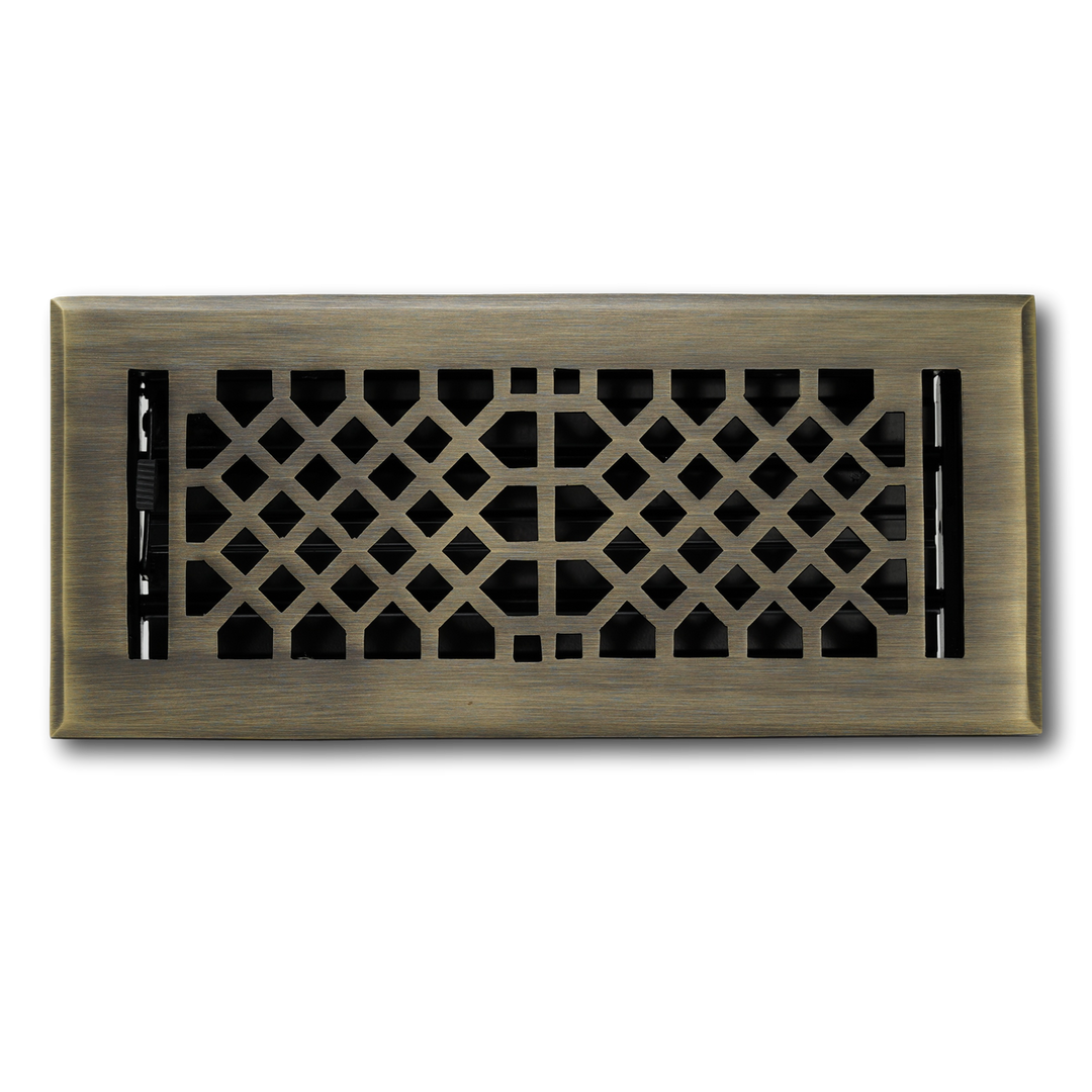 Vintage Industrial Solid Brass Vent Covers Vent Cover Kay Hardware - VCU 4 x 12 (Overall Size: 5.25 x 13.5) Antique Brass