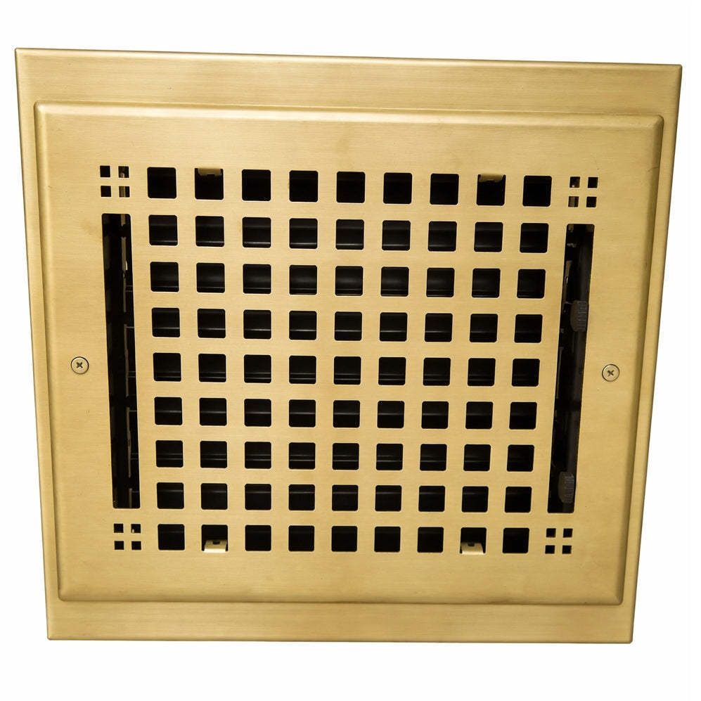 Madelyn Carter Artisan Vintage Baseboard Register Gravity Register Kay Hardware - VCU Duct size 10x8 (13x12 Overall) Brushed Brass