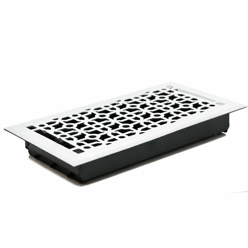 Madelyn Carter Cathedral Floor - Wall Registers (Cast Aluminum) Vent Cover Kay Hardware - VCU 2 x 10 (Overall Size: 3.75 x 11.5) White