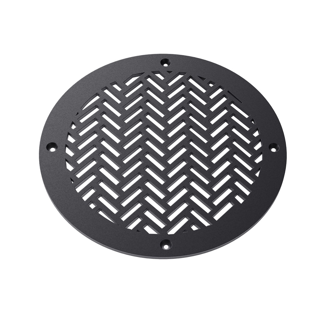 Herringbone Round Vent Covers Round Vent Cover Reggio Register Company, LLC - VCU 6" Diameter (Overall: 8" Diameter) Steel Black