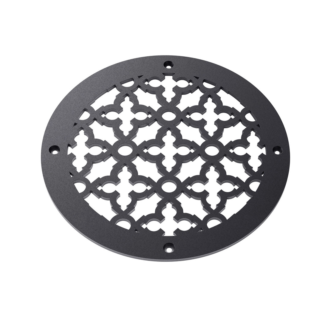 Scroll Round Vent Covers Round Vent Cover Reggio Register Company, LLC - VCU 6" Diameter (Overall: 8" Diameter) Steel Black
