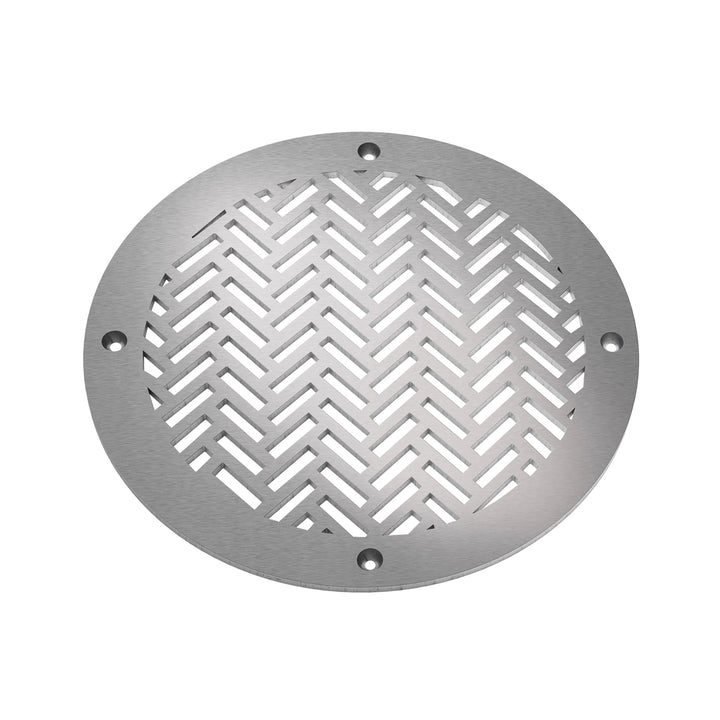Herringbone Round Vent Covers Round Vent Cover Reggio Register Company, LLC - VCU 6" Diameter (Overall: 8" Diameter) Steel Satin Nickel
