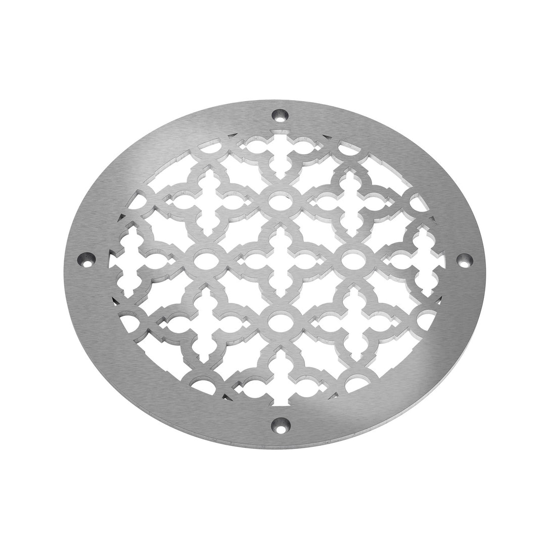 Scroll Round Vent Covers Round Vent Cover Reggio Register Company, LLC - VCU 6" Diameter (Overall: 8" Diameter) Steel Satin Nickel