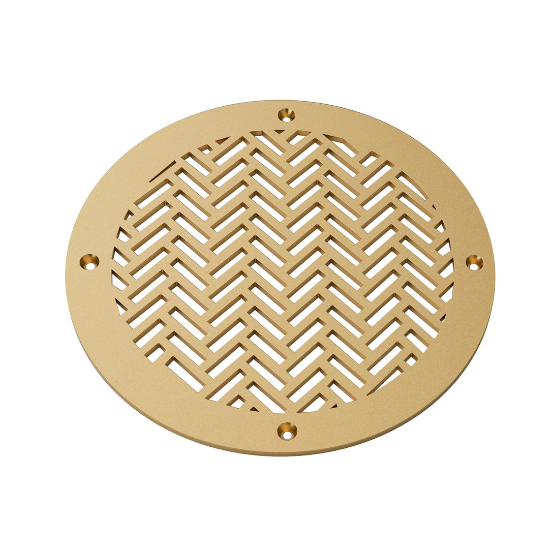 Herringbone Round Vent Covers Round Vent Cover Reggio Register Company, LLC - VCU 6" Diameter (Overall: 8" Diameter) Steel Sun Gold