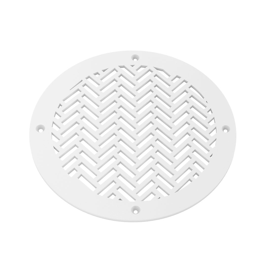 Herringbone Round Vent Covers Round Vent Cover Reggio Register Company, LLC - VCU 6" Diameter (Overall: 8" Diameter) Steel White