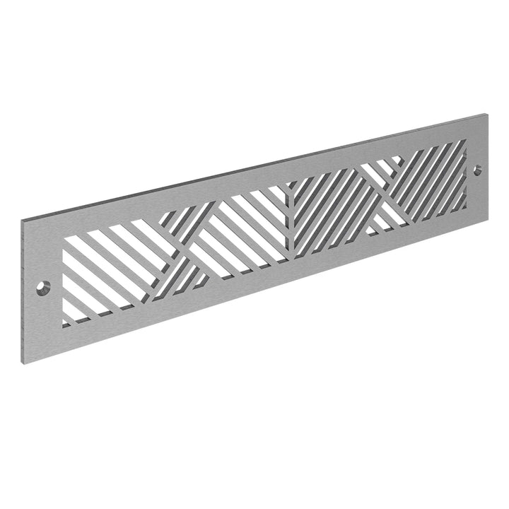Chevron Toe Kick Vent Cover Toe Kick Reggio Register Company, LLC - VCU 2.25 x 10 (Overall 3.5 x 12) 3/16" Aluminum Satin Nickel