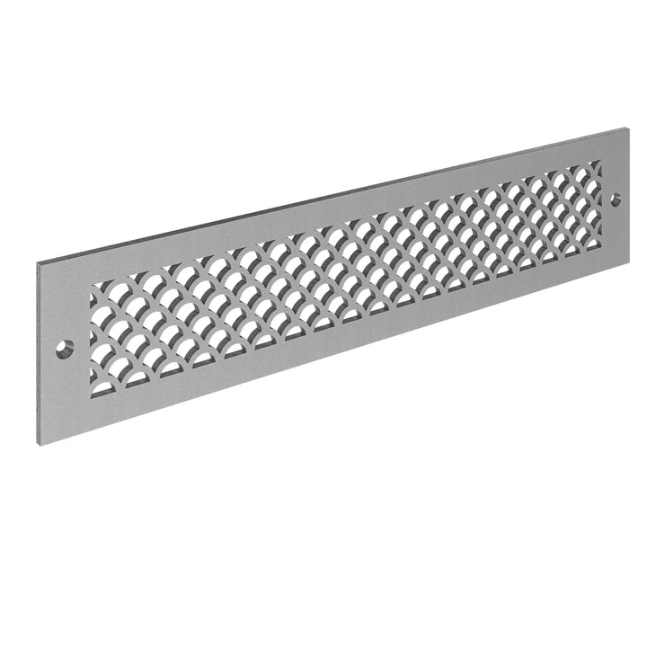 Sanibel Toe Kick Vent Cover Toe Kick Reggio Register Company, LLC - VCU 2.25 x 10 (Overall 3.5 x 12) 3/16" Aluminum Satin Nickel