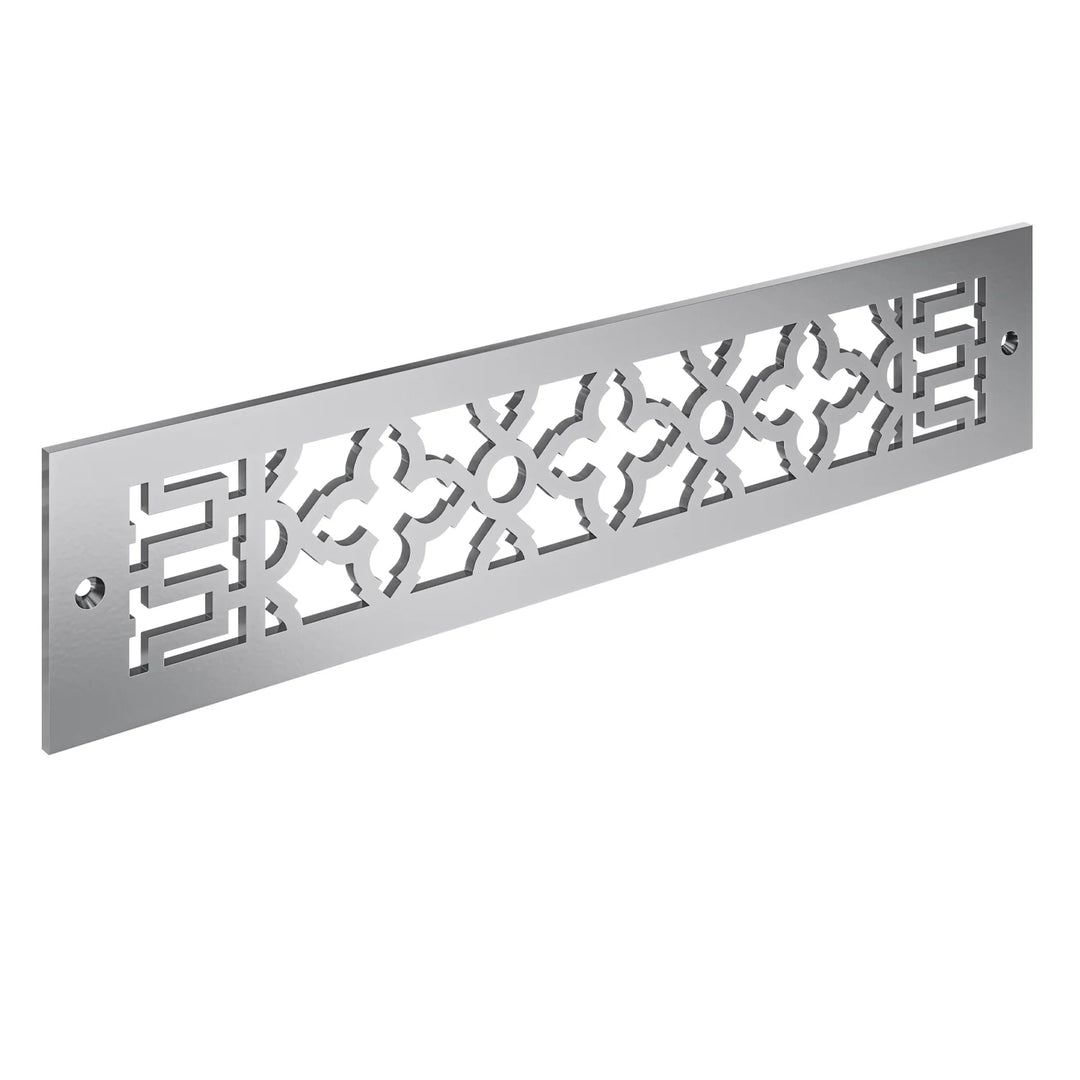 Scroll Toe Kick Vent Cover Toe Kick Reggio Register Company, LLC - VCU 2.25 x 10 (Overall 3.5 x 12) 3/16" Aluminum Silver