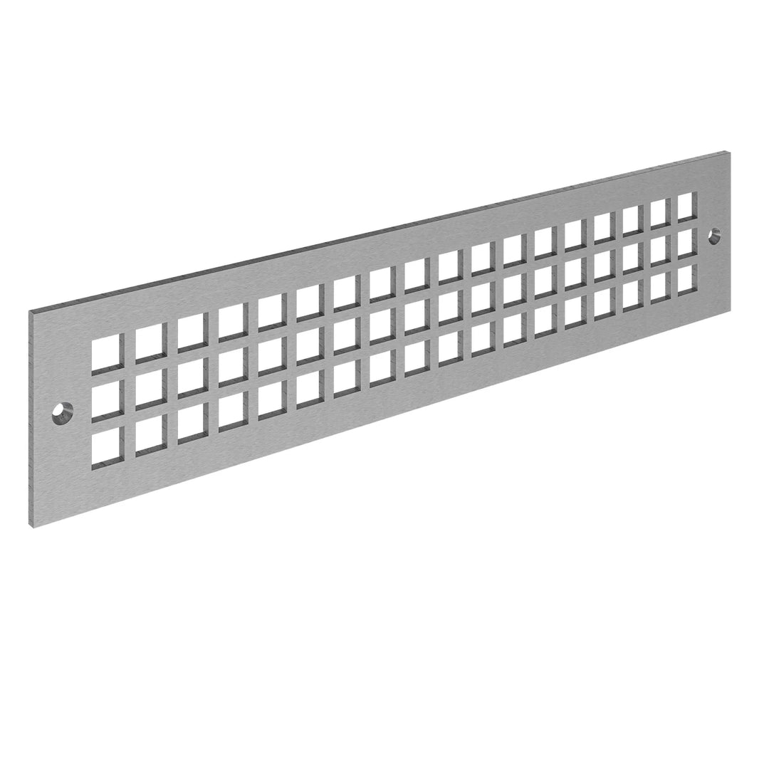 Square Toe Kick Vent Cover Toe Kick Reggio Register Company, LLC - VCU 2.25 x 10 (Overall 3.5 x 12) 3/16" Aluminum Satin Nickel