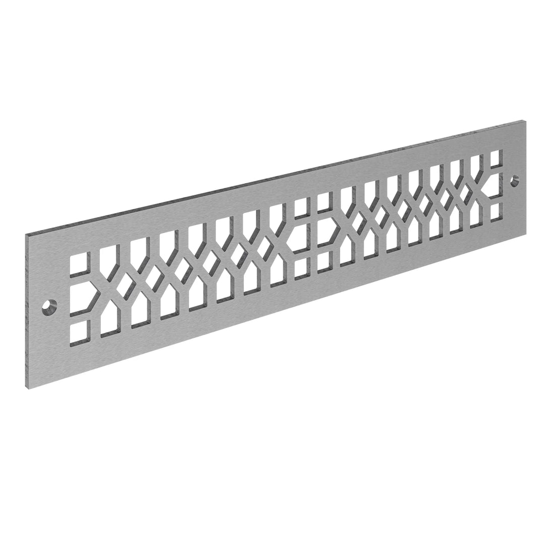 Edison Toe Kick Vent Cover Toe Kick Reggio Register Company, LLC - VCU 2.25 x 10 (Overall 3.5 x 12) 3/16" Aluminum Satin Nickel