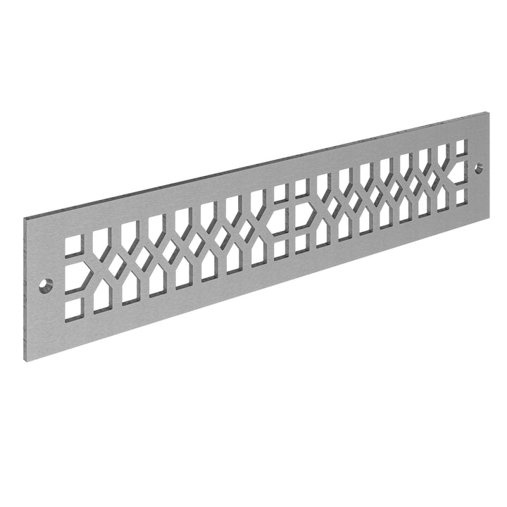 Edison Toe Kick Vent Cover Toe Kick Reggio Register Company, LLC - VCU 2.25 x 10 (Overall 3.5 x 12) 3/16" Aluminum Satin Nickel