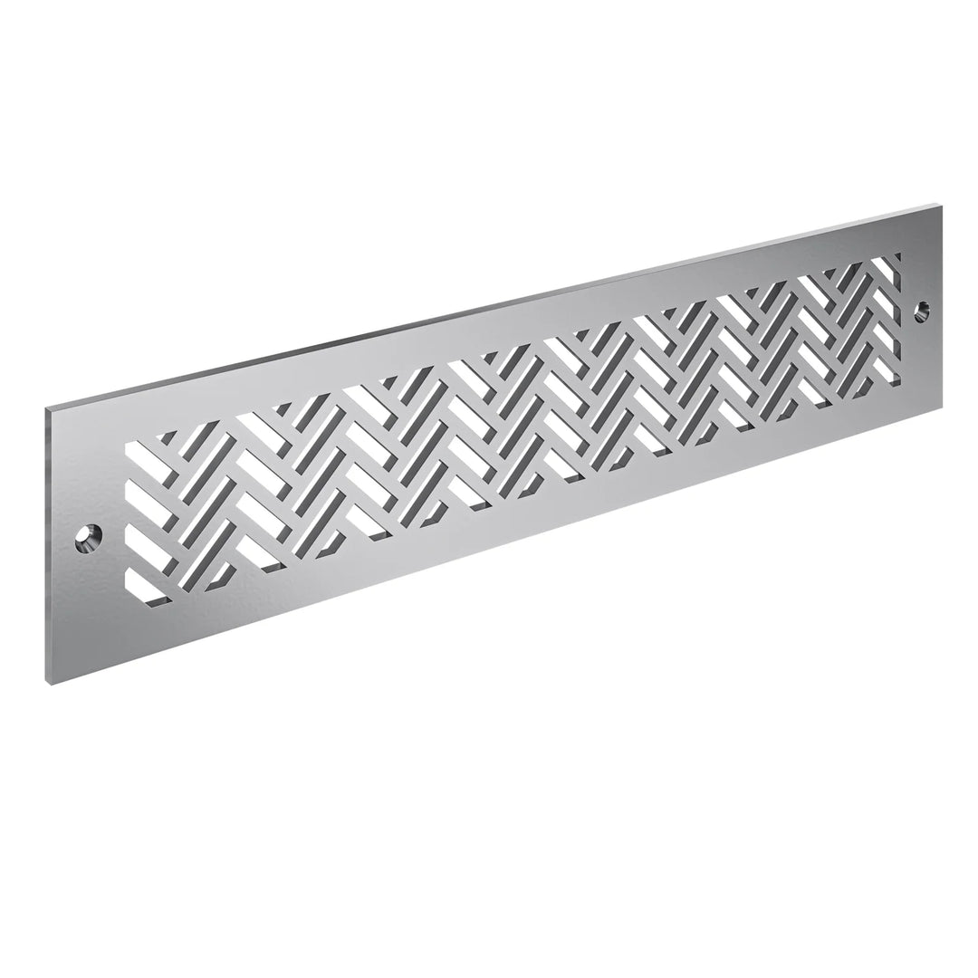 Herringbone Toe Kick Vent Cover Toe Kick Reggio Register Company, LLC - VCU 2.25 x 10 (Overall 3.5 x 12) 3/16" Aluminum Silver