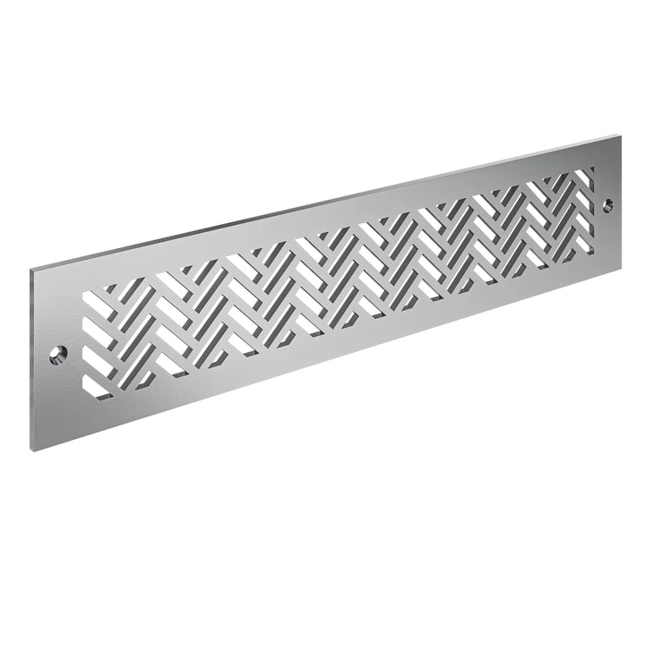 Herringbone Toe Kick Vent Cover Toe Kick Reggio Register Company, LLC - VCU 2.25 x 10 (Overall 3.5 x 12) 3/16" Aluminum Silver