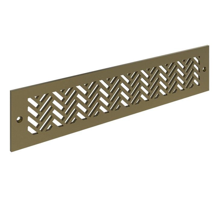 Herringbone Toe Kick Vent Cover Toe Kick Reggio Register Company, LLC - VCU 2.25 x 10 (Overall 3.5 x 12) 3/16" Aluminum Sun Gold