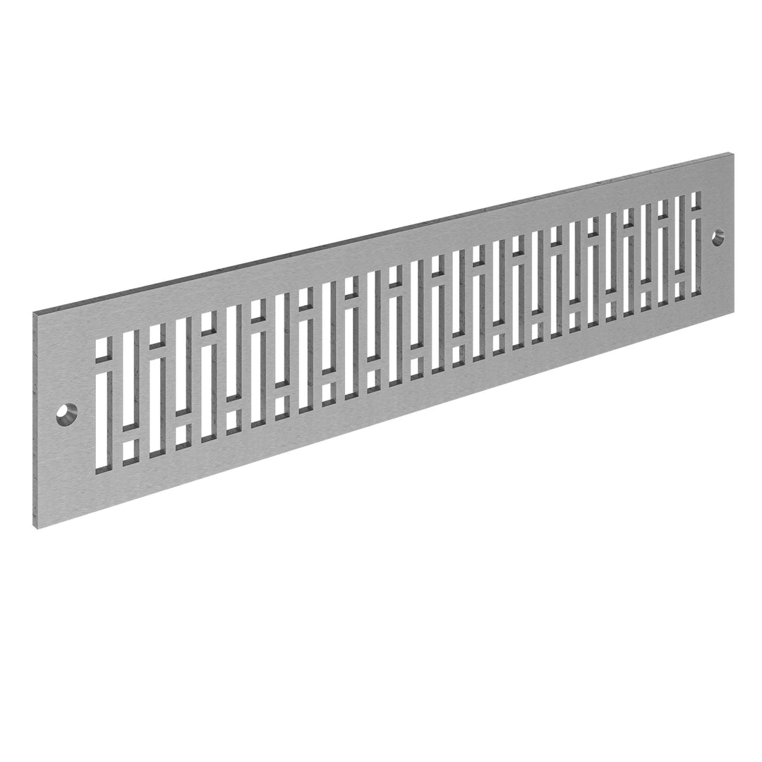 Abigail Toe Kick Vent Cover Toe Kick Reggio Register Company, LLC - VCU 2.25 x 10 (Overall 3.5 x 12) 3/16" Aluminum Satin Nickel