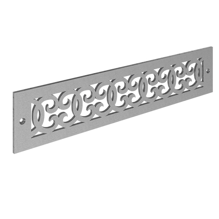 Versailles Toe Kick Vent Cover Toe Kick Reggio Register Company, LLC - VCU 2.25 x 10 (Overall 3.5 x 12) 3/16" Aluminum Satin Nickel